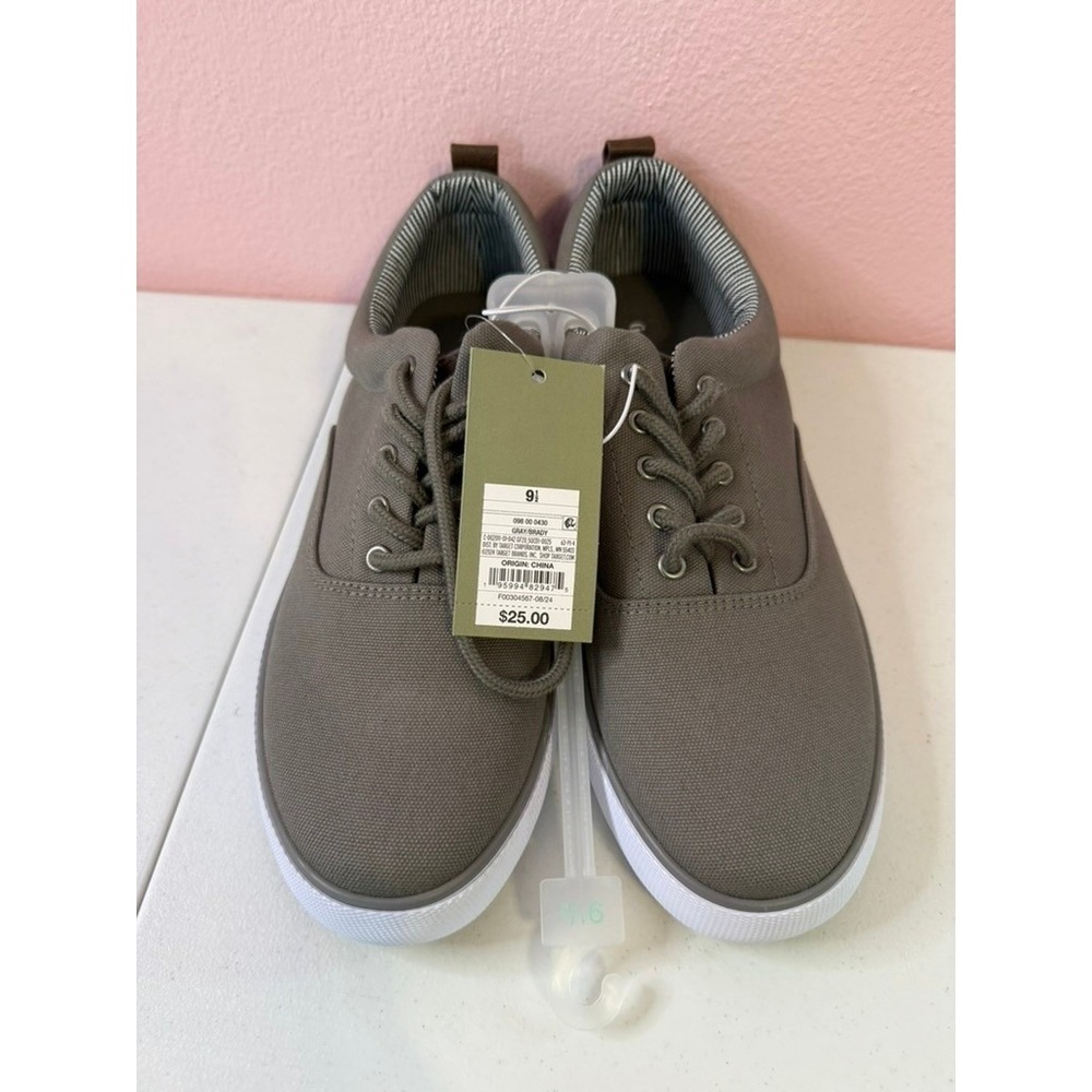 Goodfellow & Co Mens Brady Canvas Sneakers Gray Low Top Lace Up Shoes Size 9.5